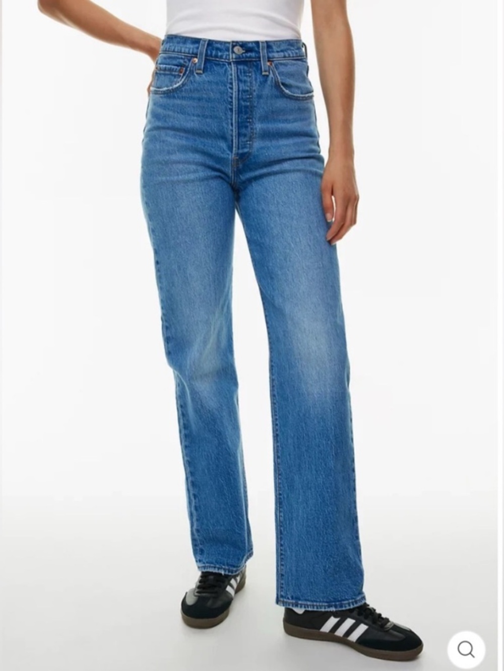 Levi's Ribcage Straight High-Rise Jeans in Medium Blue Denim size 24